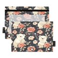 thumbnail image 2 of Ckdifva Bears and Beautiful Roses Pencil Pouch 3 Ring Zipper Pencil Case Binder Pockets Clear Top Cosmetic Bag 2 Pack, 2 of 6