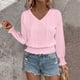 thumbnail image 3 of Ailaofu Womens Tops V Dressy Casual Neck Long Sleeve Shirts Buttons Business Casual Tops, 3 of 6