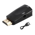 thumbnail image 1 of Adaptador convertidor HDMI hembra a VGA hembra HD 1080P con cable de salida de audio de 3,5 mm, color negro, 1 of 9
