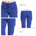 thumbnail image 3 of Pantalones cargo informales para mujer, pantalones holgados con cordón elástico de cintura media y bolsillo lateral, azul esmaltado L, 3 of 6