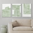 thumbnail image 2 of Wall26 Framed Prints Canvas Wall Art Set of 3 Sage Green Stripe Polygon Pattern Collage Abstract Geometric Illustrations Decorative Bohemian Multicolor Home Wall Decora - White 16"x24"x3, 2 of 5