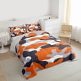 thumbnail image 3 of jejeloiu Wild Military Camo Queen Comforter Set,Gray Orange White Bedding Comforter Set For Kids Reversible 3pcs, 3 of 8