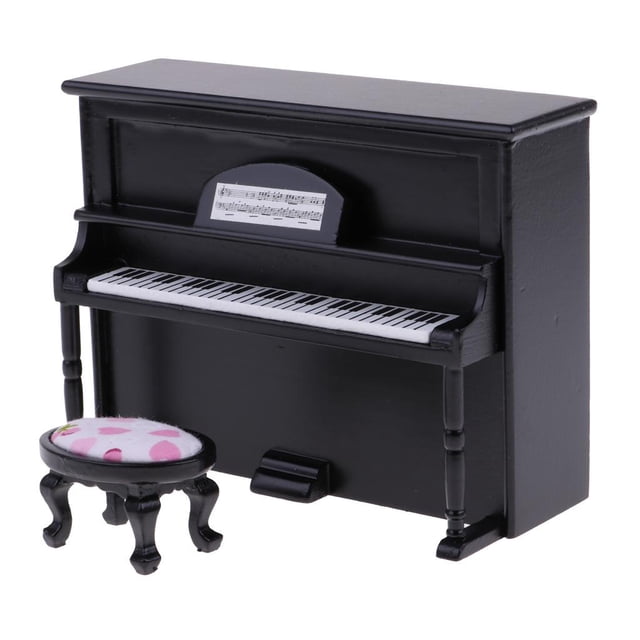 Piano de Muñeca Sil, Piano de Muebles de 1:12 , para Adorno de Negro Yotijar dollhouse piano