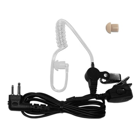 Two Way Radio Headset 2-Pin Acoustic Tube Earpiece Mic Covert Surveillance for Motorola Radio by