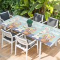 thumbnail image 2 of Happy Easter Table Cloths for 8 Foot Rectangle Tables, Cute Bunny Colorful Eggs Spring Flowers Blue Purple Patio Waterproof Elastic Fitted Tablecloths, Washable Rectangular Table Cover for Camping, 2 of 8