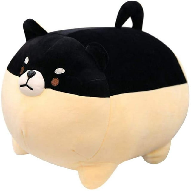 Auspicious Start - Almohada suave para perro de peluche Shiba Inu, juguete de peluche de anime Corgi, regalo para niños y niñas (negro, 15.7 pulgadas) Rojo Verde