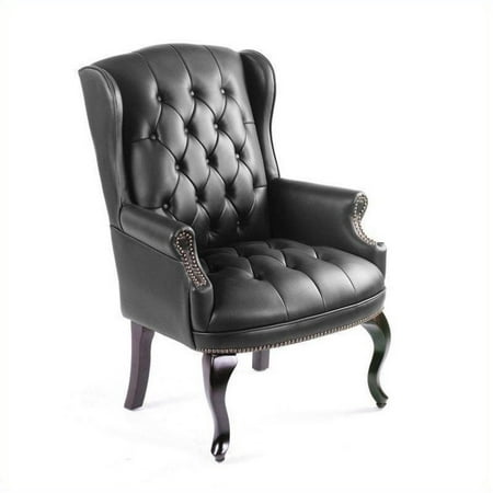 Leather Office Guest Chair - Pemberly Row Guest Office Accent Chair in Black