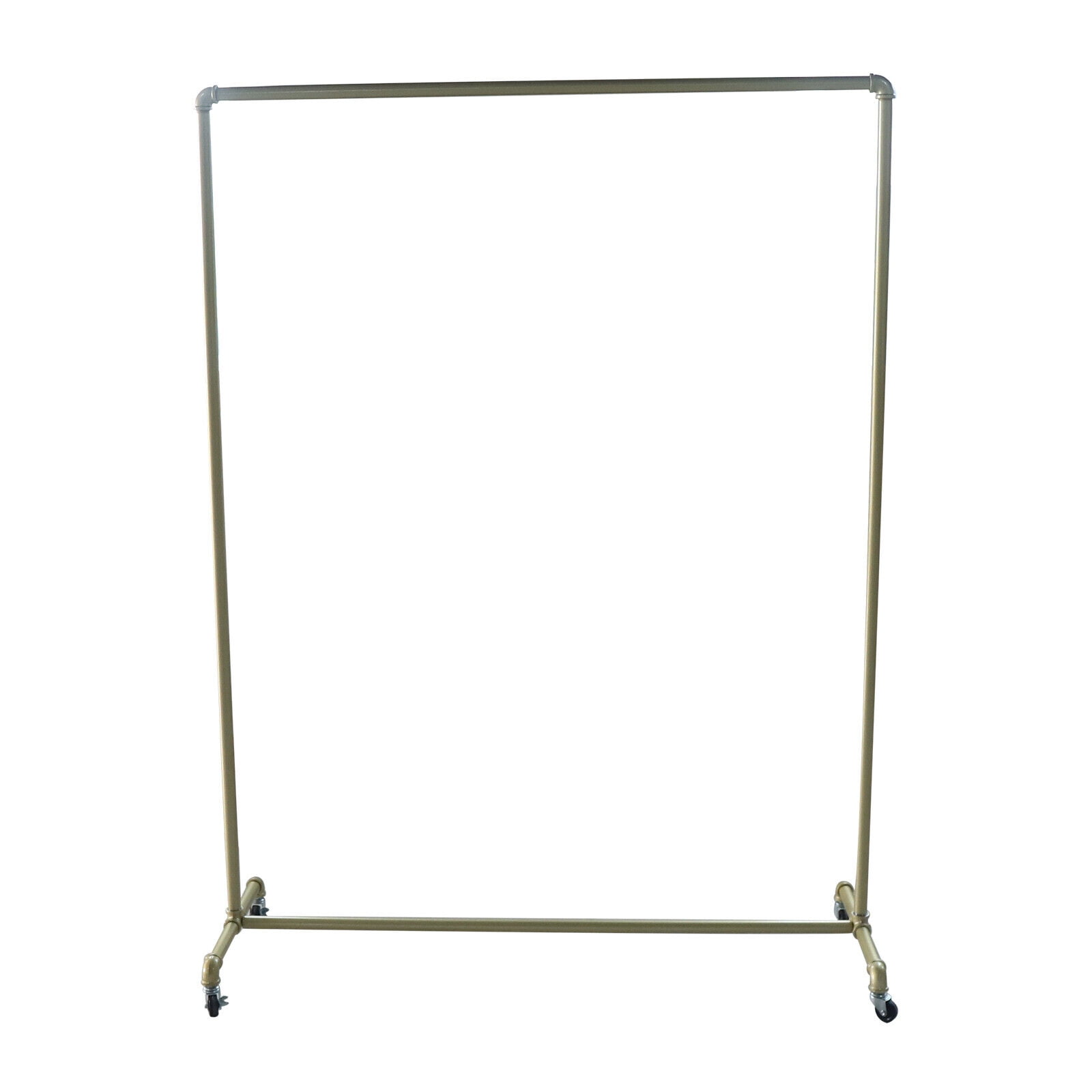 Oukaning Metal Garment Rack Industrial Tube Clothing Rack Gold Rolling