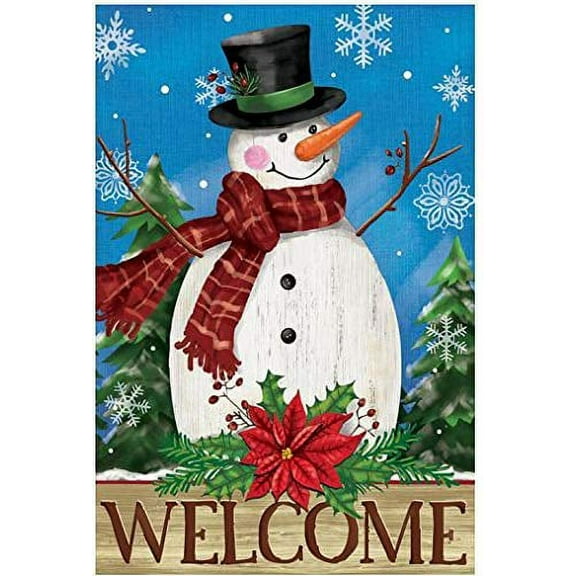 Frosty The Snowman Welcome Garden Flag - 12" x 18", Double Sided, Christmas