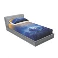 thumbnail image 3 of Nature Bedding Set with Sheet & Covers, Vertical Shot of Big Bolt Hits Planet Earth Dramatic Sky Energy Atmosphere Art, Printed Bedroom Decor 2 Shams, 4 Sizes, Yellow Blue, by Ambesonne, 3 of 3