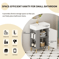 thumbnail image 3 of Modern Bathroom Vanity 21.6" Open-shelving Bathroom Vanity with Ceramic Sink and Soft-Closing Door, Cloakroom Open Shelf Storage Cabinet on the Left Side, Assembly Required, Grey 24VB06-21MGL,Wooden, 3 of 7