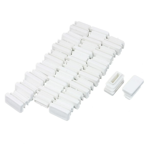 Unique Bargains 10mm x 20mm Plastic Rectangle Blanking End Caps Tube Pipe Inserts White 24 Pcs