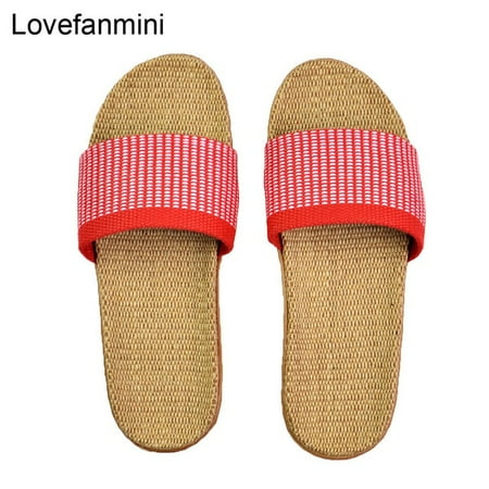 

Natural linen slippers summer home indoor sandals men s women s unisex spring and autumn couples landing guests flax Non-slip