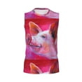thumbnail image 6 of Lsque Pink Pig Print Men's Cotton Blend Sleeveless Muscle Shirts (S-3XL)- Moisture Wicking, Odor Protection, UPF 30+,3X-Large, 6 of 8