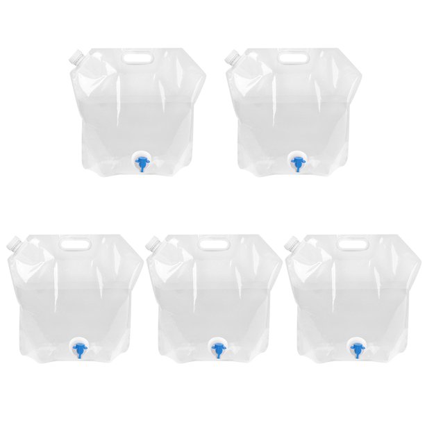 Bolsa de agua portátil para exteriores, 5 uds., 5L, plegable, para acampar y Picnic (transparente) Likrtyny Deportes al aire libre Salida diaria Juego de fiesta