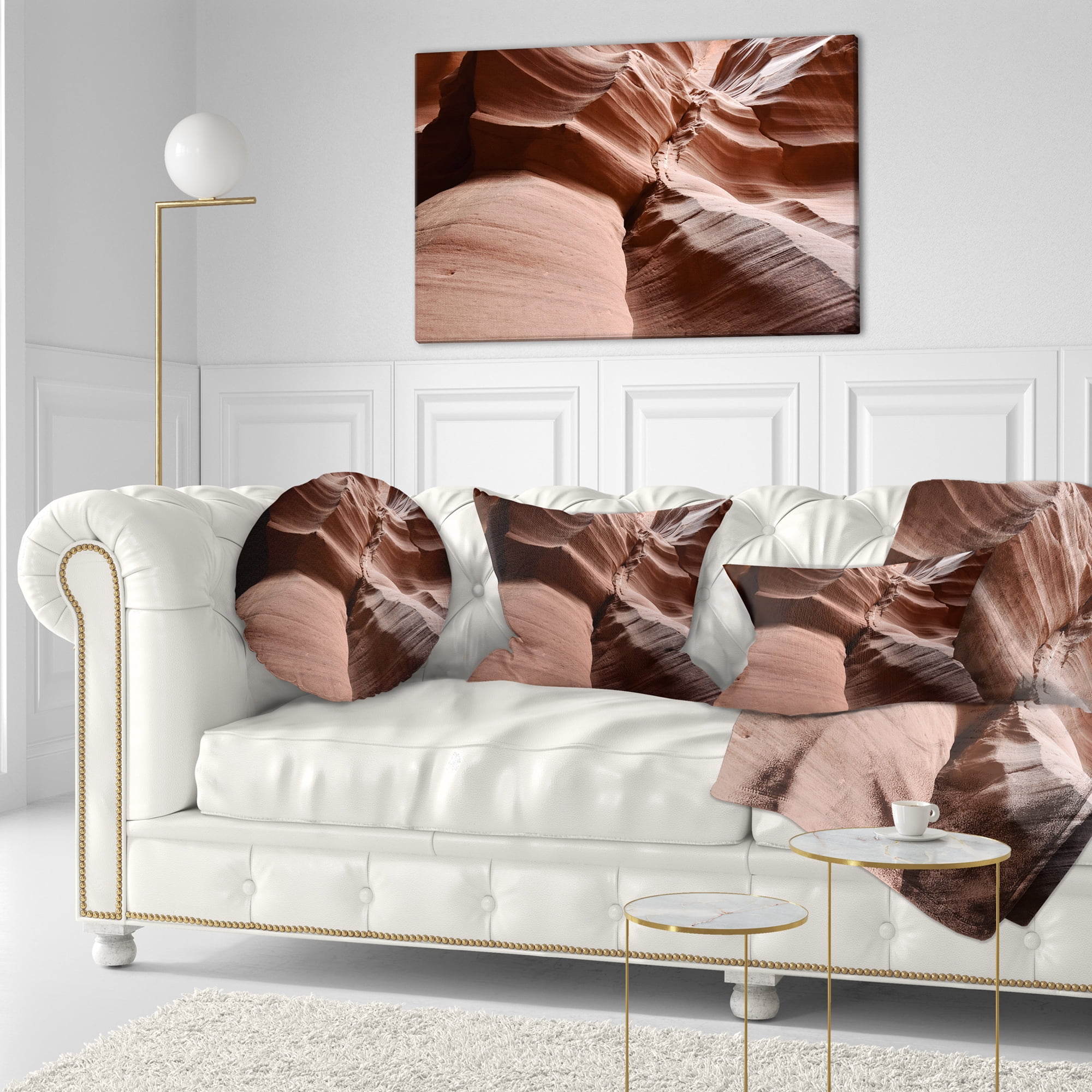 Designart Dark Upper Antelope Canyon - Landscape Photography Throw Pillow - 12x20