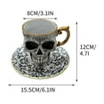 thumbnail image 2 of Artículos de cocina, tazas, taza de café con calavera, juego de taza de café con calavera y platillo, taza de té gótica con adornos dorados, taza de café con calavera, regalo de Halloween, ideal para, 2 of 6