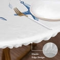 thumbnail image 5 of Blue Coastal Fitted Tablecloth with Elastic Edged,Round Table Cloth for Dining Table,Summer Eucalyptus Leaves Beach Ocean Starfish Nautical Waterproof Table Cover for Indoor Outdoor 55"-60", 5 of 9
