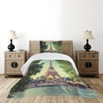 thumbnail image 3 of Ambesonne Paris Quilted Bedspread Set 2 Pcs, Eiffel Tower Seine River, Twin Size, Almond Green Pale Brown, 3 of 6