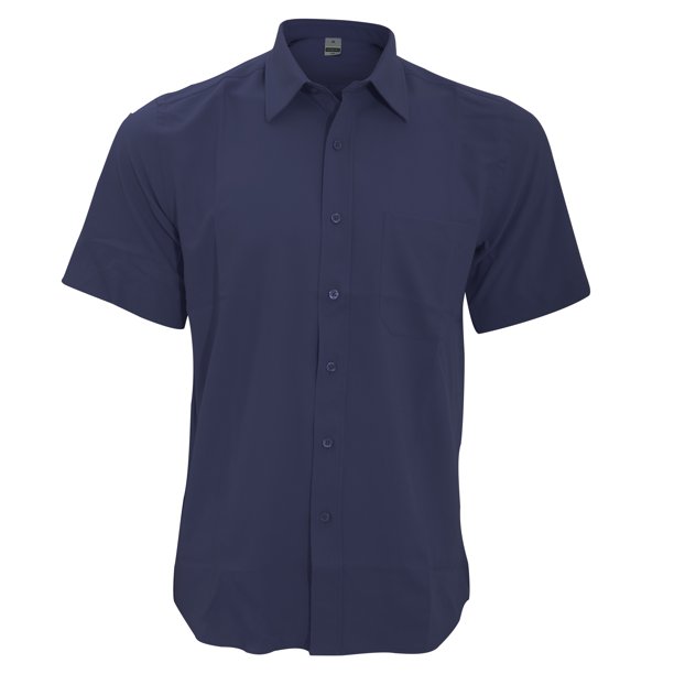 Henbury - Camisa Transpirable para trabajar de manga corta accion anti-bacterial Hombre/Caballero - Trabajo/Fiesta/Verano (Azul marino)