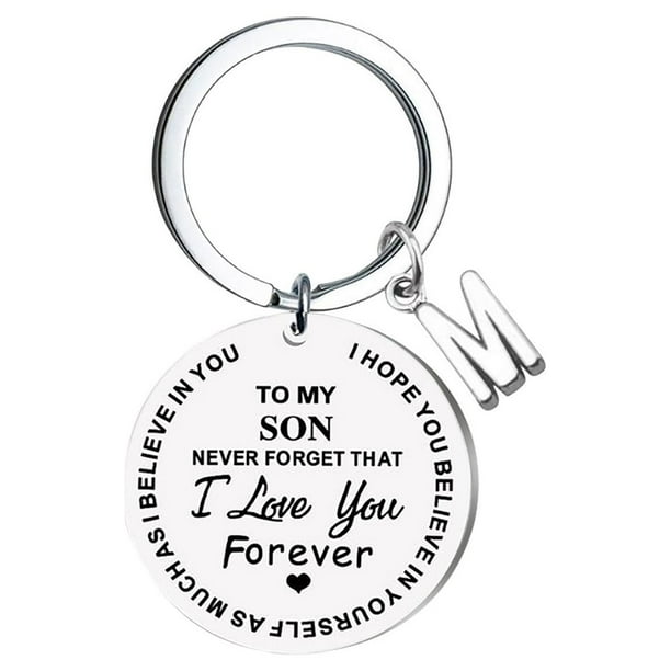 Llaveros para mujer, llavero de billetera, llavero de auto, llavero DIY para mi hijo, llavero de acero inoxidable con apellido de 26 letras, 2,5 cm, decoraciones de moda