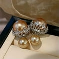 thumbnail image 4 of QQTDFG Stud Earrings Double-Sided Pearl Earrings Lace Crown Hollow Earrings Female-white, 4 of 8