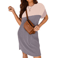 thumbnail image 3 of Fantaslook Summer Color Block Dresses for Women Crewneck Short Sleeve T shirts Dress Ribbed Dresses with Pockets, 3 of 8