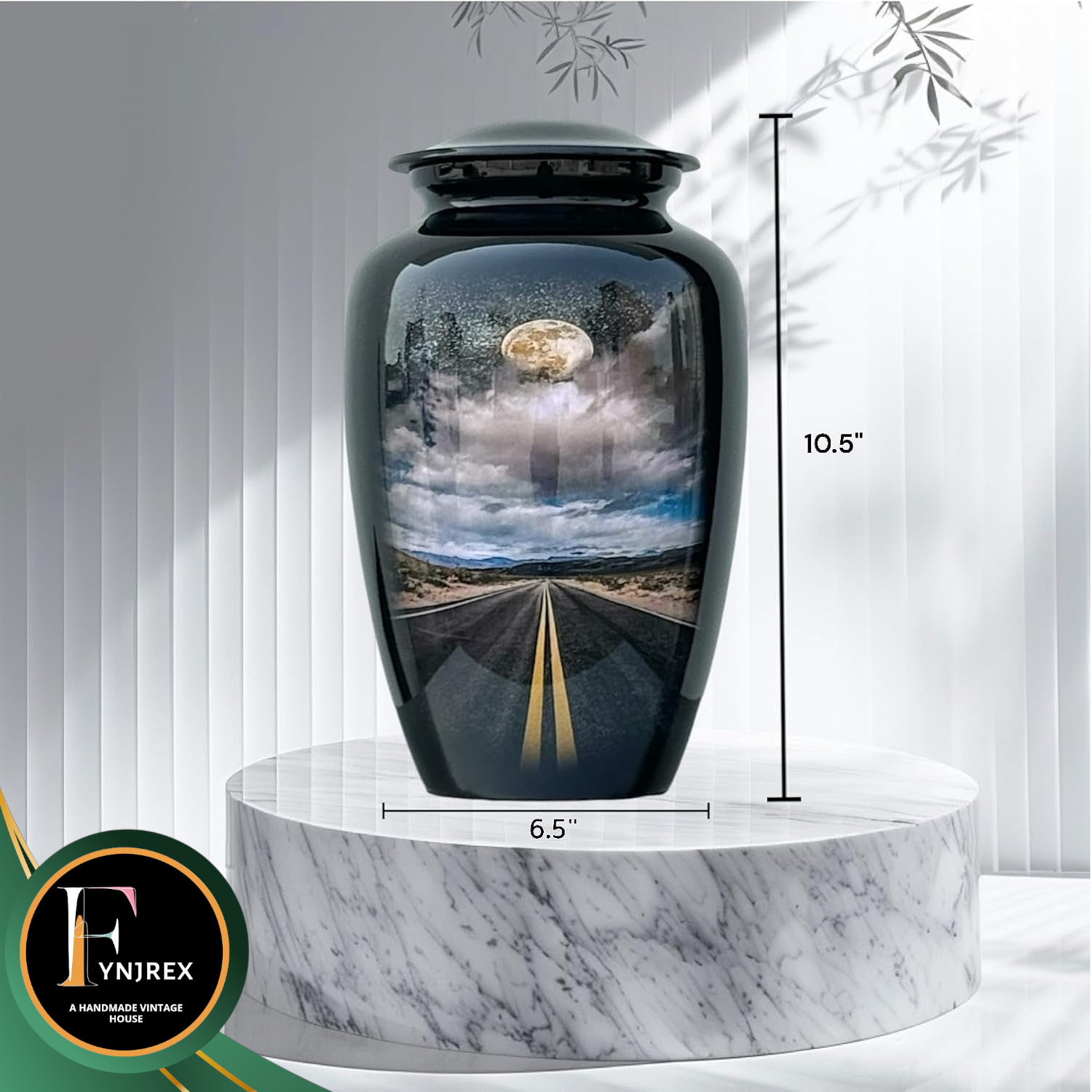 10-Inch Cremation Urn with Scenic Road Path Design – Large Memorial Urn 200 lb Capacity, for Human Ashes, Personal Tribute Keepsake