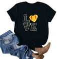 thumbnail image 2 of Love Print Shirts Women Casual Short Sleeve Mother's Day Tee Graphic Cute Tunic Mom T-Shirts (XL, Black), 2 of 3