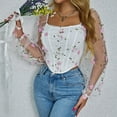 thumbnail image 2 of Tuosodrolic Womens Floral Corset Tops Mesh Long Sleeve Bustier Tops Vintage Renaissance Crop Tops Boned Cami Tops Medieval Top, 2 of 6