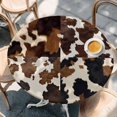 thumbnail image 3 of Round Fitted Tablecloth with Elastic Edge Vintage Western Cow Skin Texture Table Cloth for 36"-44" Circle Tables,Waterproof Oil-Proof Table Cover for Outdoor Picnic Party,Farmhouse Cowhide Speckles, 3 of 6