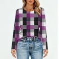 thumbnail image 4 of LTTVQM Womens Shirts Long Sleeve Color Block Casual Crewneck T Shirts Cute Blouses Fall Winter Fashion Outfits Purple M, 4 of 5