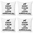thumbnail image 1 of Saying Throw Pillow Cushion Case Pack of 4, Keep Calm and Love Airedales Dog Lover Illustration on Plain Background, Modern Accent Double-Sided Print, 4 Sizes, Charcoal Grey and White, by Ambesonne, 1 of 2