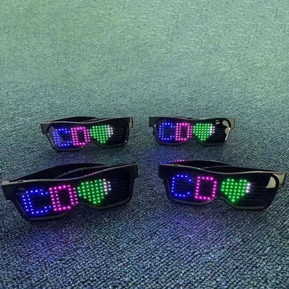  alavisxf xx LED Glasses, Bluetooth APP Connected LED Display  Smart Glasses USB Rechargeable DIY Funky Eyeglasses for Party Club DJ  Halloween Christmas(Text, Graffiti, Animation, Music Rhythm) : Electronics