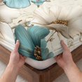 thumbnail image 3 of Twin Sze Fitted Sheet Set - Teal Tulips 2 Piece Bedding Sets 16" Deep Pocket Fitted Sheet with 1 Pillowcase, Vintage Farmhosue Turquoise Floral Butterflies Brushed Microfiber Hotel Luxury Bed Sheets, 3 of 9