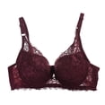thumbnail image 4 of XFLWAM Women's Push Up Sexy Lace Bra Comfort Non Padded Full Coverage Underwire Unlined Bra Plus Size Bralette Wine Red XXL, 4 of 4