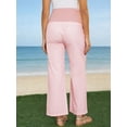 thumbnail image 4 of DARING DIVA Women's Wide Leg Maternity Pants Over Belly Elastic Waist S Pink Stripe, 4 of 7