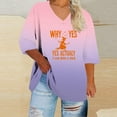 thumbnail image 2 of FDGIU Halloween Shirts for Women Women's Halloween Fashion Daily Printed V-neck Three Quarter Sleeve 3/4 Sleeve T-shirt Large Loose Top Spooky Season Graphic, 2 of 4