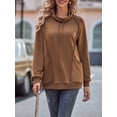 thumbnail image 3 of Arvbitana Women's Loose Hooded Sweatshirt Solid Color Long Sleeve Cowl Neck Hoodies Ladies Casual Pullover Tops with Pockets Streetwear, 3 of 5