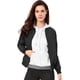 thumbnail image 1 of Chaqueta bomber acolchada con cremallera y mangas largas raglán para mujer con bolsillos Negro XL, 1 of 6
