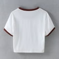 thumbnail image 4 of Women's Graphic Crop Top - Short Sleeve Trendy Baby Tee Slim Fit Summer T-Shirt, 4 of 6