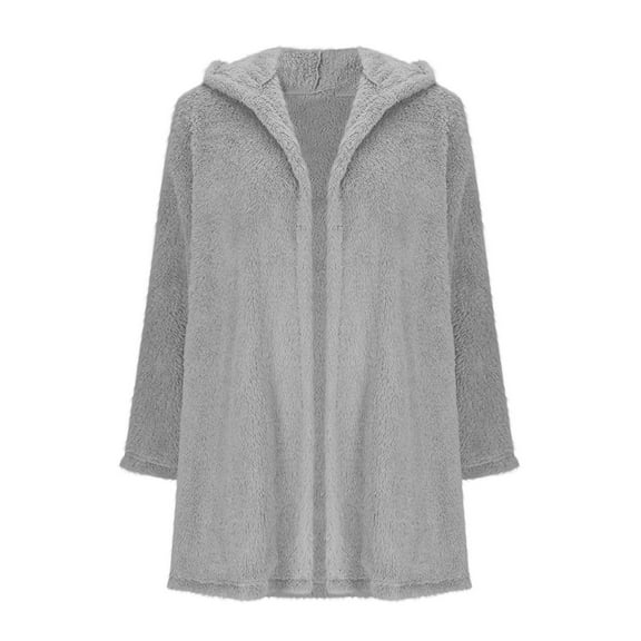 Gytharion Women's Fuzzy Fleece Cardigan Jackets Soft Comfy Long Sleeve Open Front Hooded Coat Winter Solid Casual Warm Fluffy Outerwear for Women