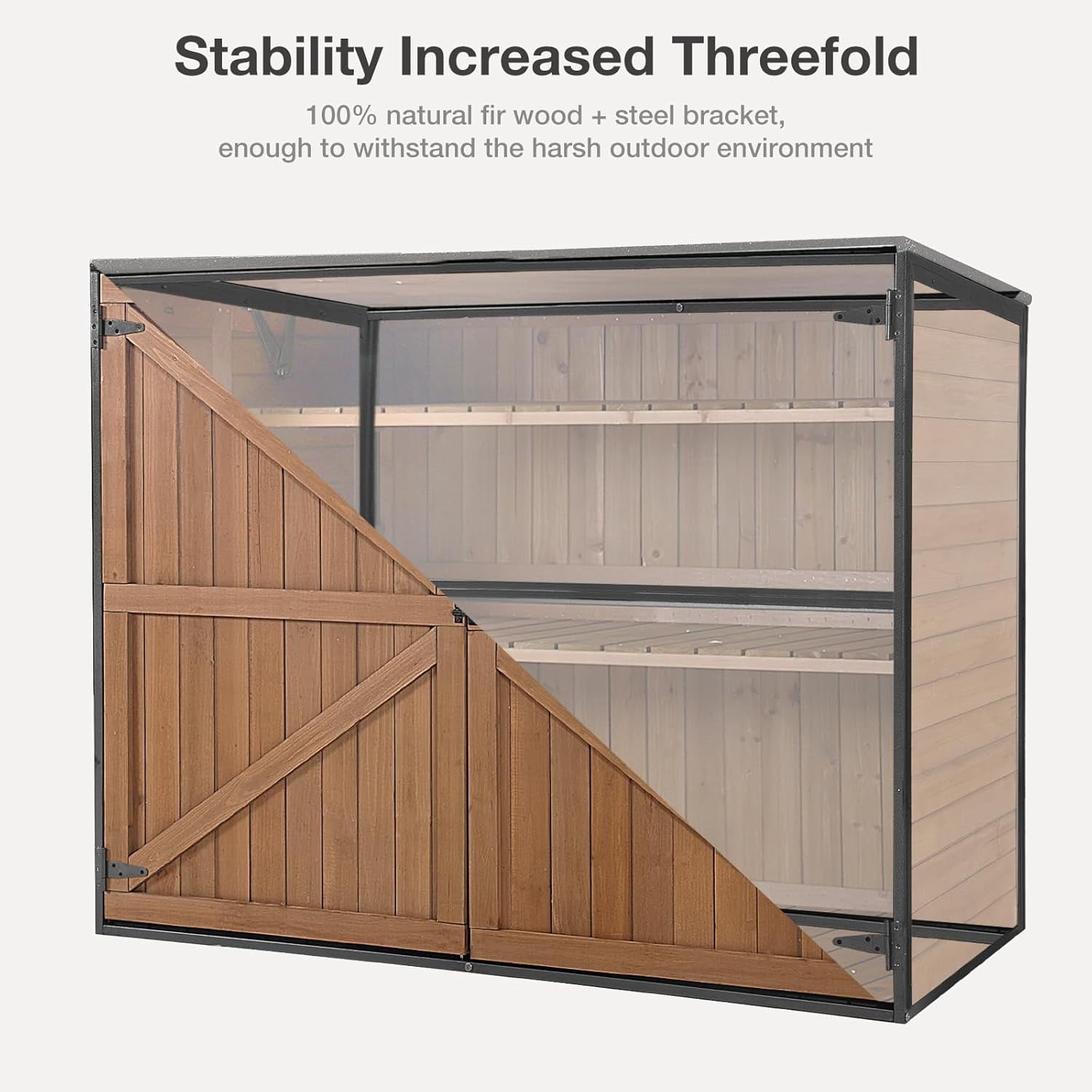 BUTINGLALE  Outdoor Storage Cabinet, Small Garden Shed, Outside Vertical Shed with Waterproof Roof, 33.3 cu.ft for Garden, Garbage Can, Bike, Tool