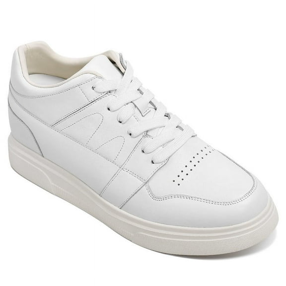 CMR CHAMARIPA Casual Elevator Shoes For Men - White Leather Height Increasing Sneaker 8CM / 3.15 Inches