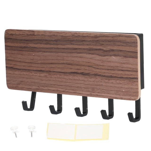 Llavero de pared de bambú, moderno y antideslizante, para el hogar, la oficina y la sala de estar (marrón)