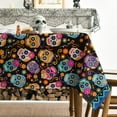thumbnail image 3 of Halloween Tablecloth 52×70 Inch Rectangular, Dia de Muertos Mexico Day of The Dead Sugar Skulls Flower Washable Table Cover for Party Picnic Dinner Decor, 3 of 6