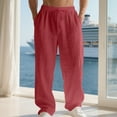 thumbnail image 5 of sususu Mens Sweatpants Tall,Men's Casual Straight Leg Pants Comfortable Stylish Home Beach Wear Soft Lightweight Trousers,Watermelon Red,S, 5 of 7