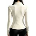 thumbnail image 4 of Junboys Women's Zip Up Running Jacket - Fleece Lined Fitted Activewear with Thumb Holes and Zippered Pockets, Perfect Fall Outfits and Zip Up Jackets, 4 of 5