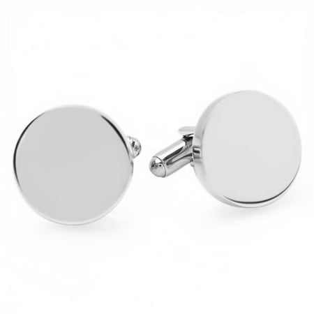 Mens Stainless Steel Plain Round Cuff Links