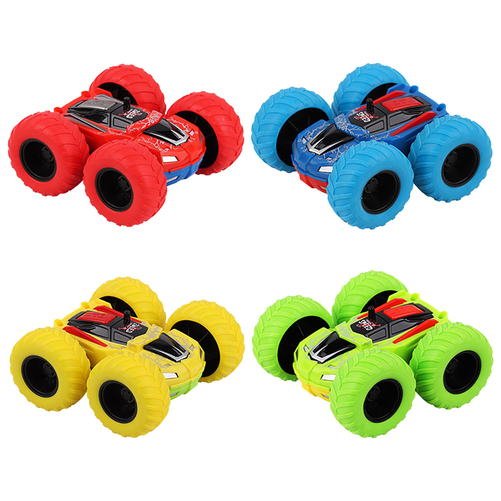 4PC/Set Friction Powered Car 360° Roll Over Rotation 4 Wheels Drive Kid Gift Toy 